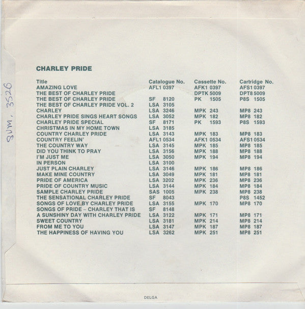Charley Pride : Help Me Make It Through The Night (7", Promo)