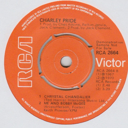 Charley Pride : Help Me Make It Through The Night (7", Promo)