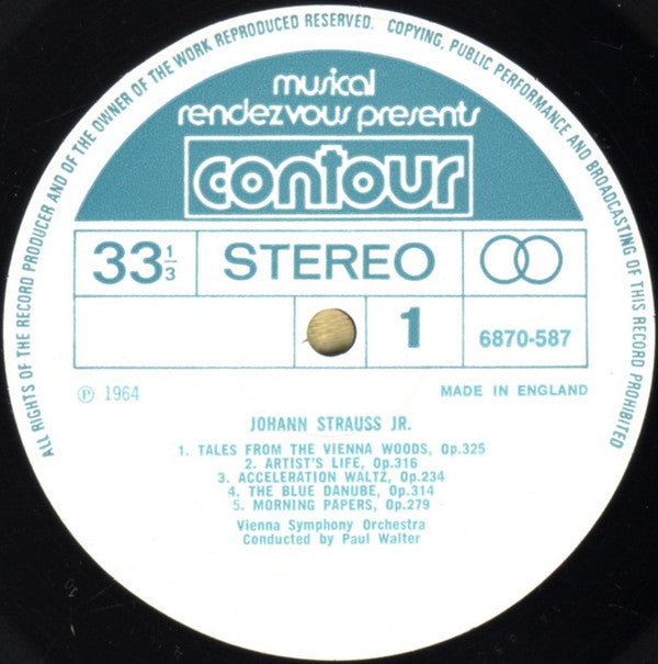 Johann Strauss Jr. - Wiener Symphoniker Conducted By Paul Walter : Waltzes By Johann Strauss Jr (LP)