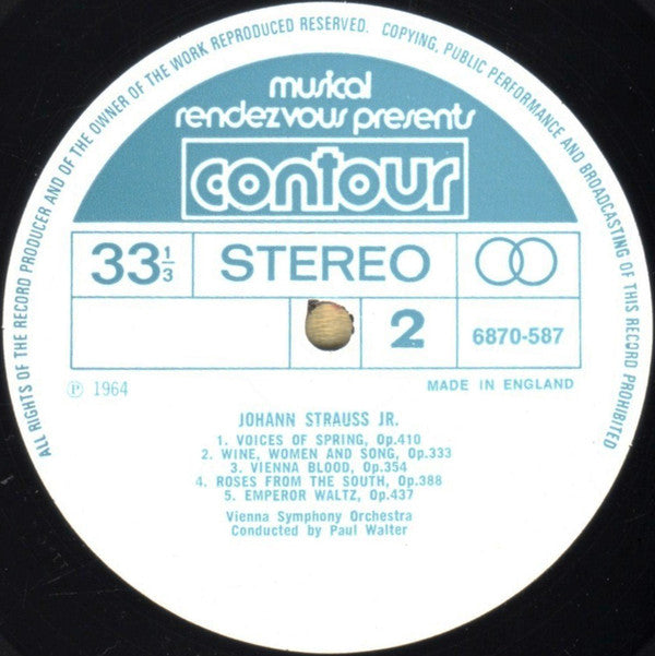 Johann Strauss Jr. - Wiener Symphoniker Conducted By Paul Walter : Waltzes By Johann Strauss Jr (LP)