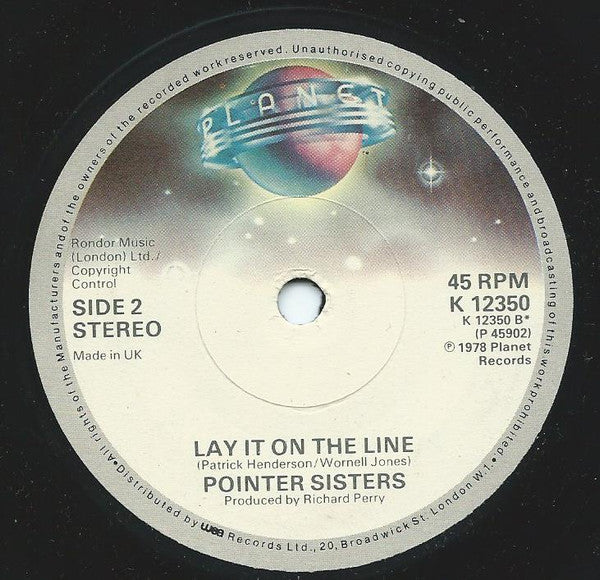 Pointer Sisters : Happiness / Lay It On The Line (7", Single)
