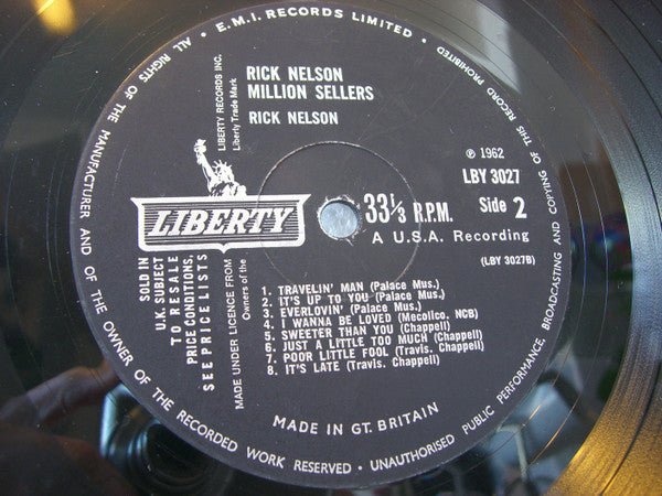 Ricky Nelson (2) : Million Sellers (LP, Comp, Mono)