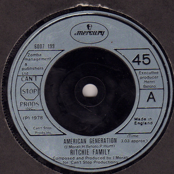 The Ritchie Family : American Generation / Music Man (7")