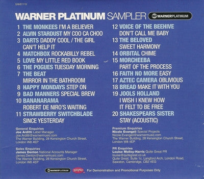 Various : Warner Platinum Sampler (CD, Comp, Promo, Smplr)