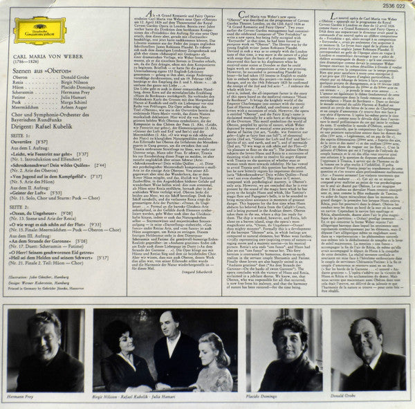 Carl Maria von Weber, Rafael Kubelik, Birgit Nilsson, Julia Hamari, Placido Domingo, Hermann Prey, Donald Grobe : Oberon (Auszüge) (LP, Album)
