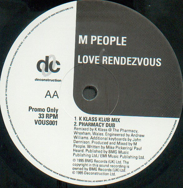M People : Love Rendezvous (12", Promo)