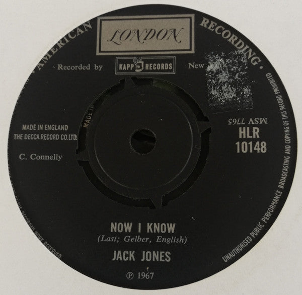 Jack Jones : Now I Know / More And More (7", Single, Bla)