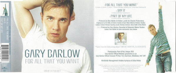 Gary Barlow : For All That You Want (CD, Single, CD1)