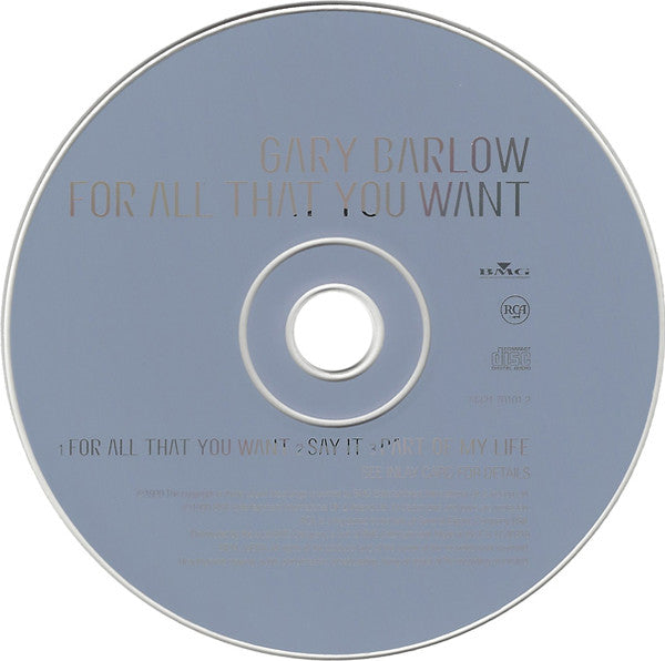 Gary Barlow : For All That You Want (CD, Single, CD1)