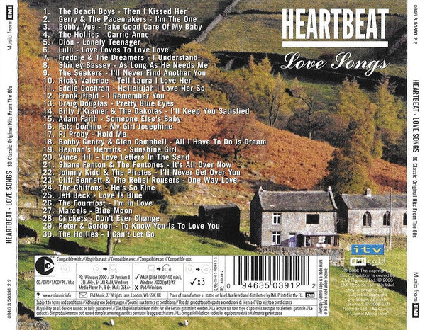Various : Heartbeat Love Songs - 30 Classic Original Hits From The 60s (CD, Comp, Copy Prot.)