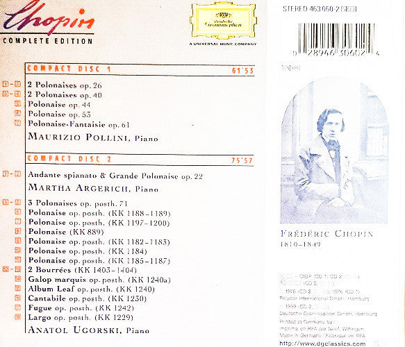 Frédéric Chopin, Maurizio Pollini, Martha Argerich, Anatol Ugorski : Chopin Complete Edition: Polonaises • Andante Spianato • Minor Works (2xCD, Comp, RE, RM)