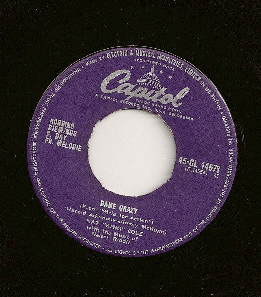 Nat King Cole : Night Lights / Dame Crazy (7", Single)