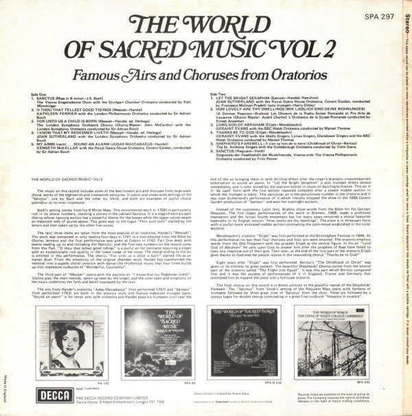 Various : The World Of Sacred Music Vol. 2 (Famous Airs And Choruses From Oratorios) (LP, Album)