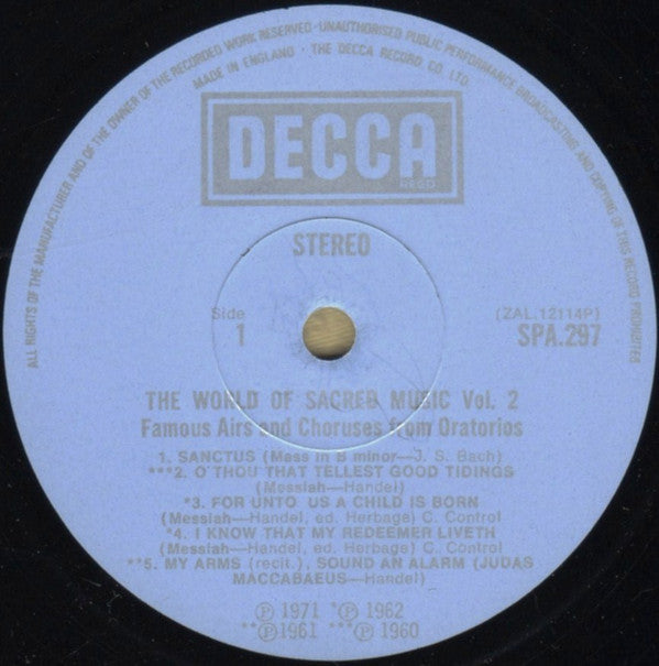 Various : The World Of Sacred Music Vol. 2 (Famous Airs And Choruses From Oratorios) (LP, Album)