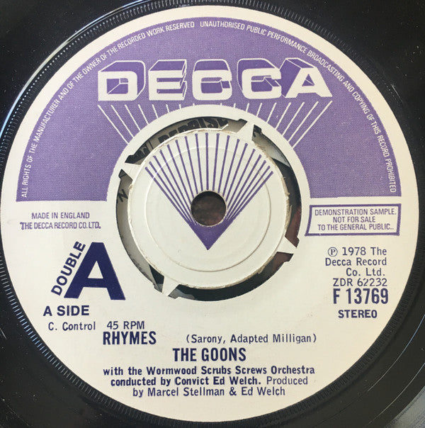 The Goons : The Raspberry Song (7", Single, Promo)