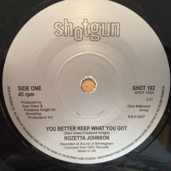 Rozetta Johnson : You Better Keep What You Got (7", Sol)