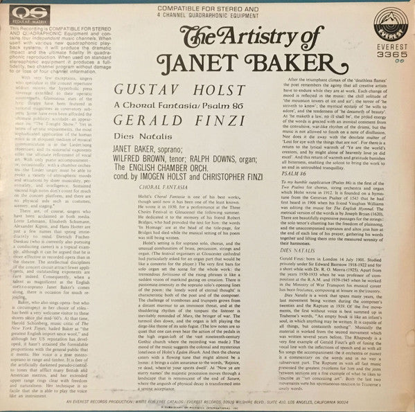Janet Baker : The Artistry Of Janet Baker (LP)