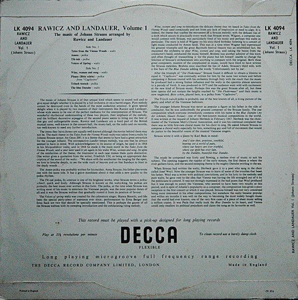 Rawicz & Landauer : Volume 1 (LP, Album)