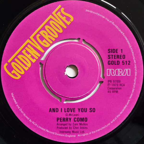Perry Como : And I Love You So (7", Single)