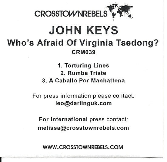 John Keys : Who's Afraid Of Virginia Tsedong? (CDr, Promo)