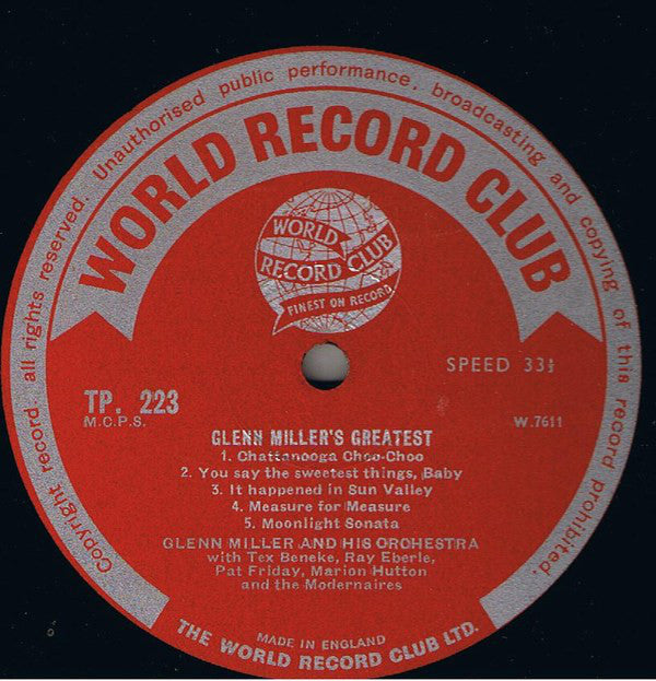 Glenn Miller And His Orchestra : Glenn Miller's Greatest - Original Soundtrack Recordings (LP, Comp, Mono, Club, RE)