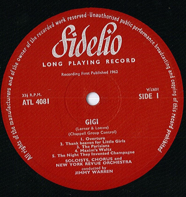 Jennie Gray, Steve Jackson (12) with Unknown Artist and The New York Revue Orchestra : Gigi (LP, Album, Mono)