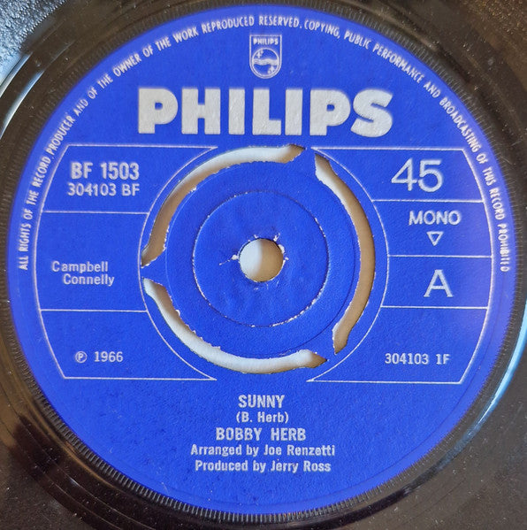 Bobby Hebb : Sunny / Bread (7", Mono, M/Print)