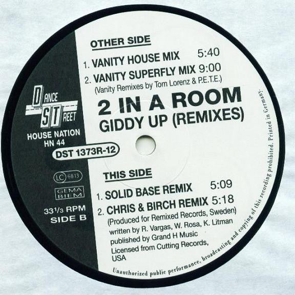 2 In A Room : Giddy Up (The Remixes) (12")