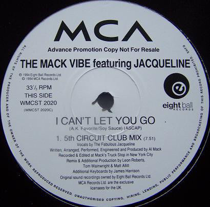 The Mack Vibe Featuring Jacqueline : I Can't Let You Go (2x12", Promo)