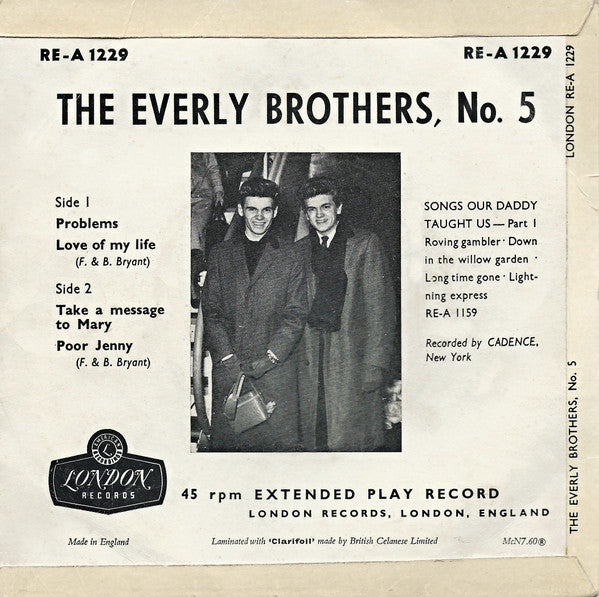 Everly Brothers : The Everly Brothers-No. 5 (7", EP, RP)