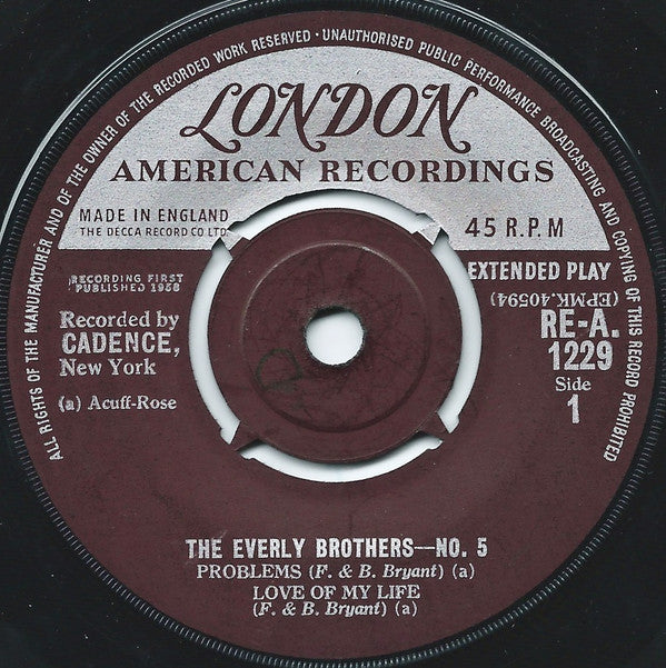 Everly Brothers : The Everly Brothers-No. 5 (7", EP, RP)