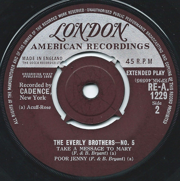 Everly Brothers : The Everly Brothers-No. 5 (7", EP, RP)