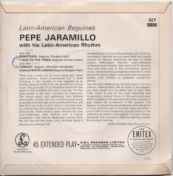 Pepe Jaramillo And His Latin-American Rhythm : Latin American Beguines (7", EP)