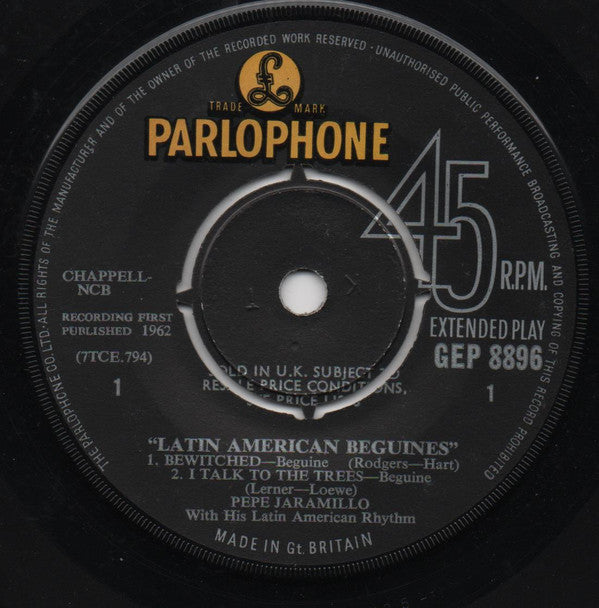 Pepe Jaramillo And His Latin-American Rhythm : Latin American Beguines (7", EP)