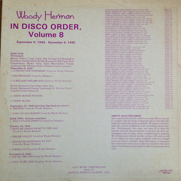 Woody Herman : In Disco Order, Volume 8 (LP, Comp, Mono)