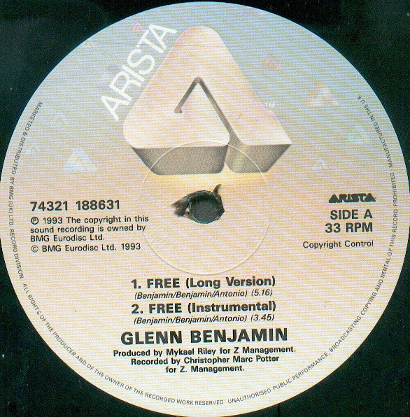 Glenn Benjamin : Free (12")