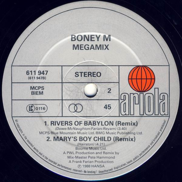 Boney M. : Megamix (12", Single)