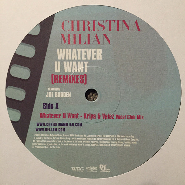 Christina Milian : Whatever U Want (12", Single, Promo)