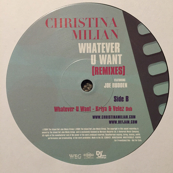 Christina Milian : Whatever U Want (12", Single, Promo)