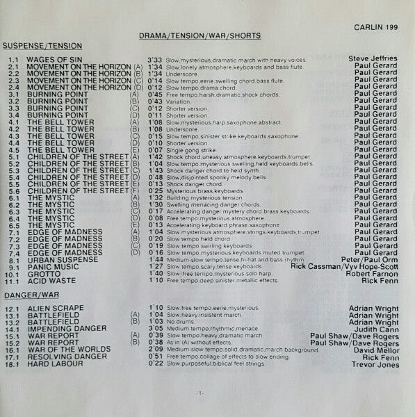 Various : Drama/Tension/War/Shorts (CD, Album)