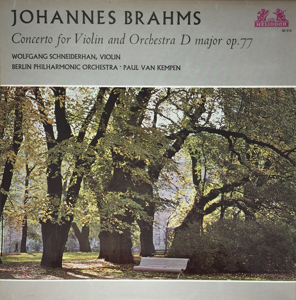 Johannes Brahms, Wolfgang Schneiderhan, Berliner Philharmoniker, Paul Van Kempen : Concerto  For Violin And Orchestra  D Major  Op. 77 (LP, RE, RM)