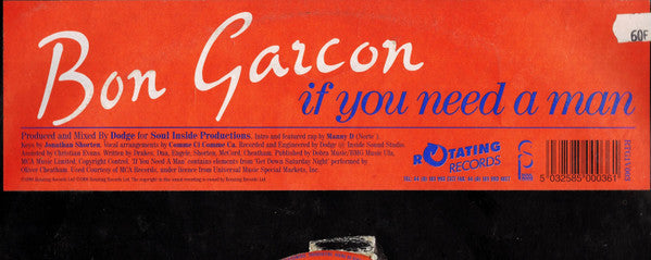 Bon Garcon* : If You Need A Man (12")