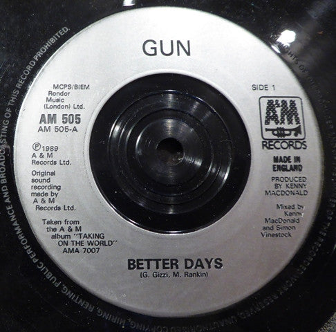 Gun (2) : Better Days (7", Single, Sil)