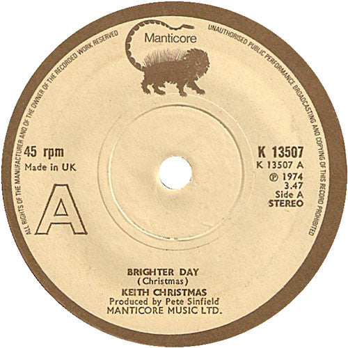 Keith Christmas : Brighter Day (7", Single)