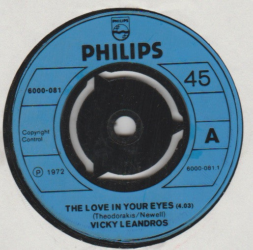 Vicky Leandros : The Love In Your Eyes (7", Single, blu)