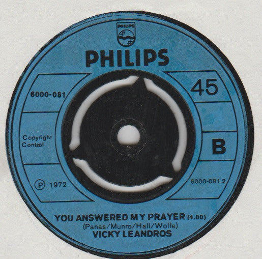 Vicky Leandros : The Love In Your Eyes (7", Single, blu)