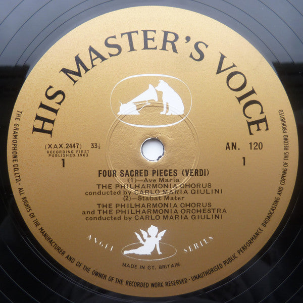 Giuseppe Verdi, Philharmonia Orchestra, Philharmonia Chorus, Carlo Maria Giulini, Janet Baker : Four Sacred Pieces (Quattro Pezzi Sacri) (LP, Mono)