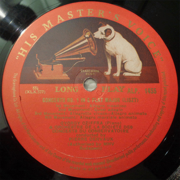 Franz Liszt - Gyorgy Cziffra, Pierre Dervaux (2), Orchestre De La Société Des Concerts Du Conservatoire : Piano Concerto No.1 In E Flat / Hungarian Fantasia (LP, Mono)