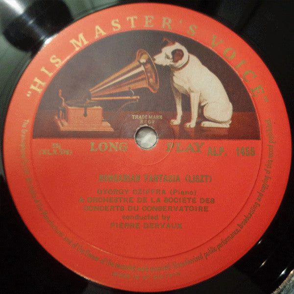 Franz Liszt - Gyorgy Cziffra, Pierre Dervaux (2), Orchestre De La Société Des Concerts Du Conservatoire : Piano Concerto No.1 In E Flat / Hungarian Fantasia (LP, Mono)