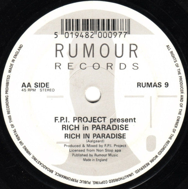 F.P.I. Project* Featuring Sharon Dee Clarke : Rich In Paradise "Going Back To My Roots" (7", Single)